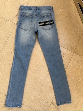 Dolce & Gabbana Light Blue Denim Jeans with Logo Patch